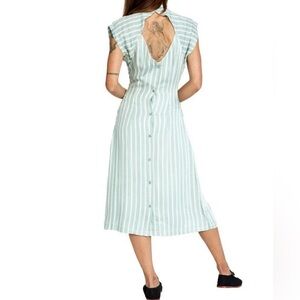 RVCA Nouveau Striped Viscose Midi Dress | Aqua Haze 
Womens Small